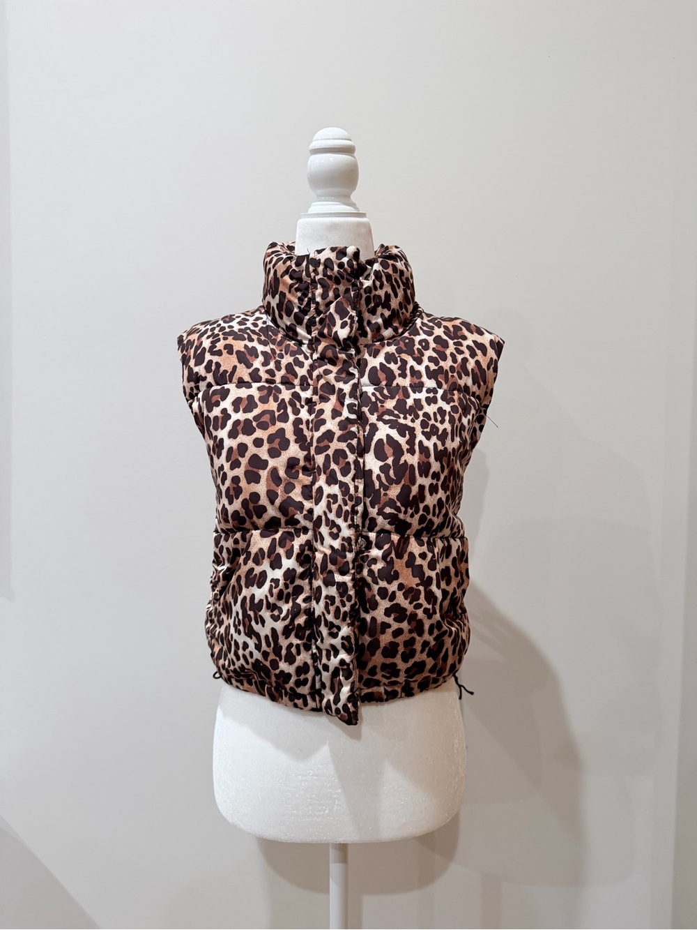 Y2K Style Sleeveless Leopard Print Puffer Vest